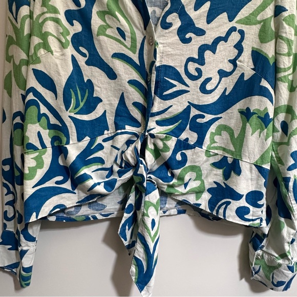Christian Siriano Blue and Green Linen Matching Vacation Resortwear Set - Picture 6 of 12